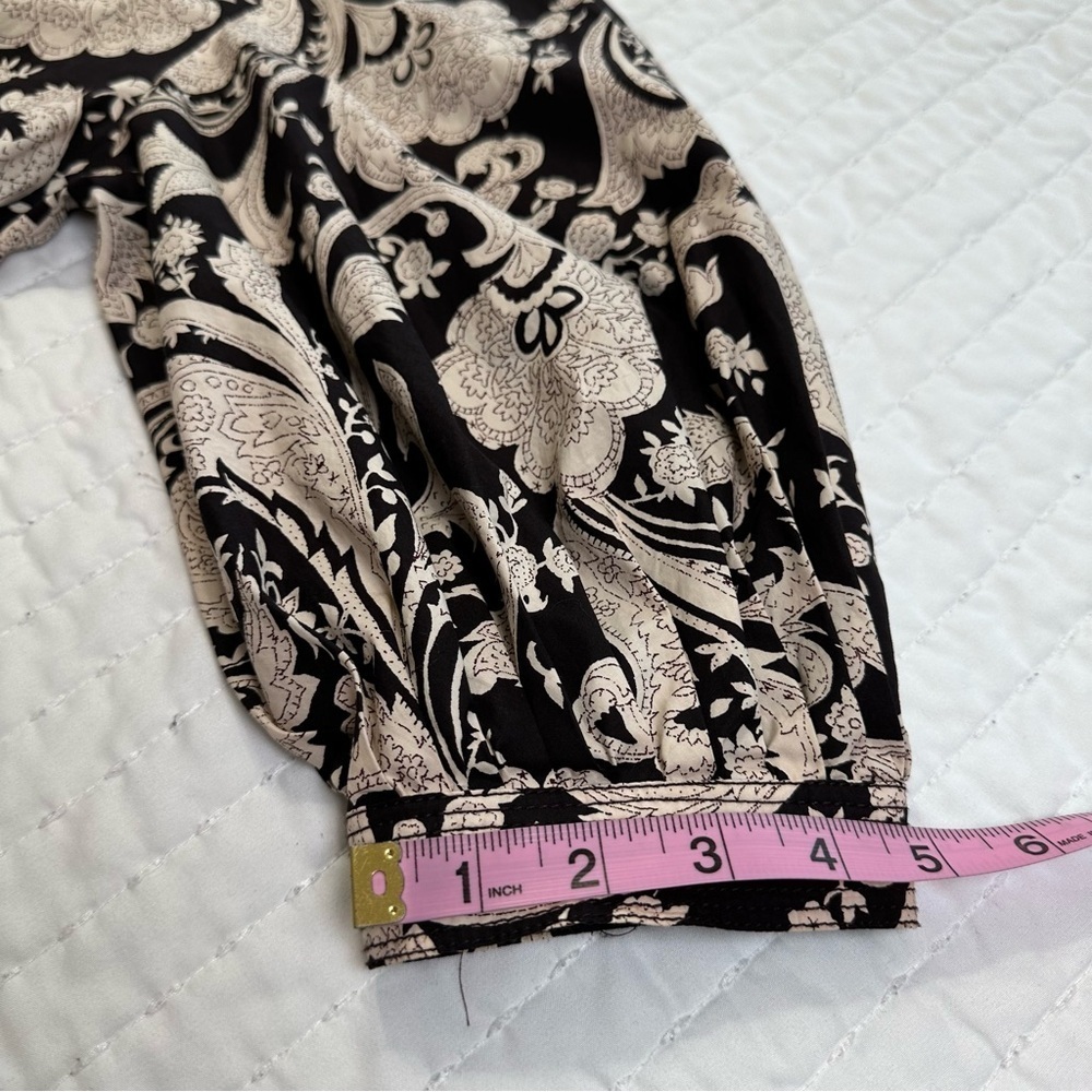 Rebecca Taylor Paisley Jumpsuit 100% Cotton Brown Belted With Pockets Size M - Picture 14 of 16
